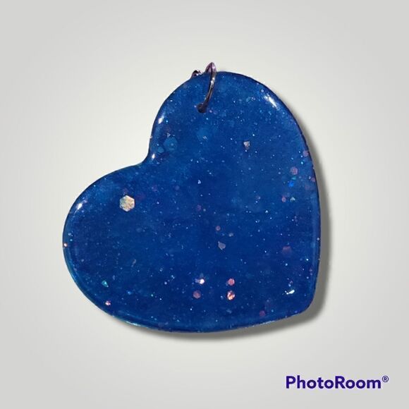 Kehlani Blue Glitter Heart Keychain - Picture 11 of 13